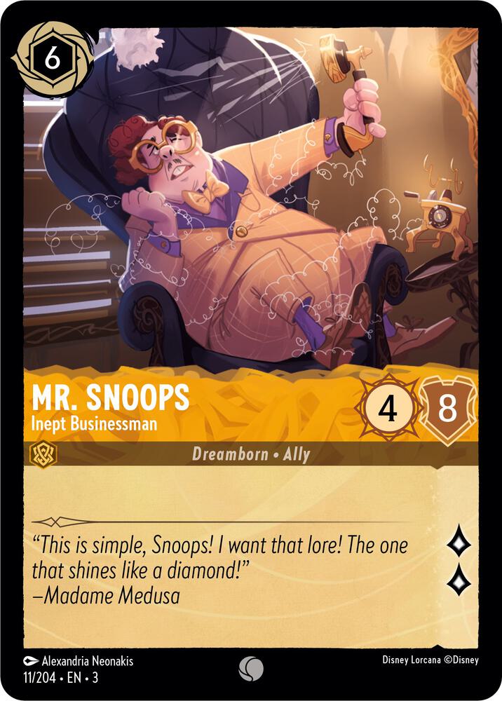 Mr. Snoops - Inept Businessman 11/204 card from Into the Inklands