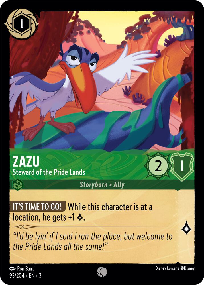 Zazu - Steward of the Pride Lands 93/204 card from Into the Inklands