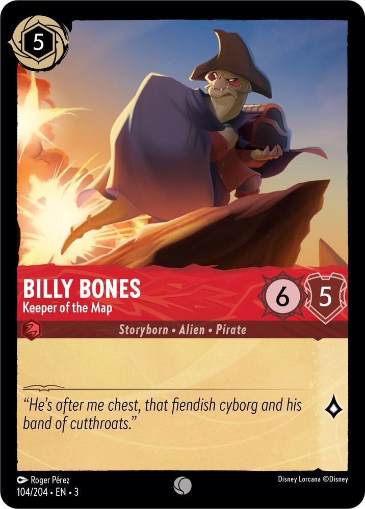 Billy Bones - Keeper of the Map 104/204 card from Into the Inklands