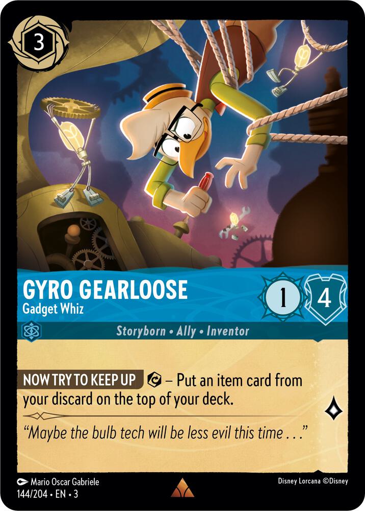 Gyro Gearloose - Gadget Whiz 144/204 card from Into the Inklands