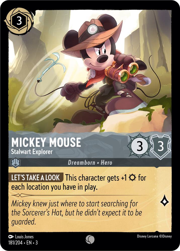 Mickey Mouse - Stalwart Explorer 181/204 card from Into the Inklands
