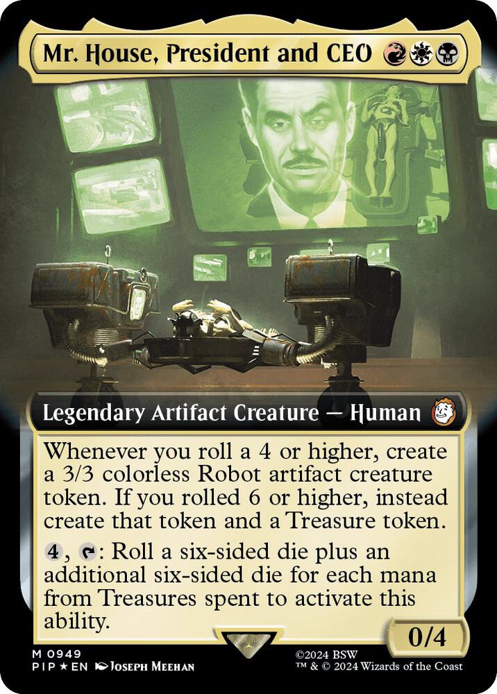 Mr. House, President and CEO (Extended Art) (Surge Foil) 949 card from Universes Beyond: Fallout