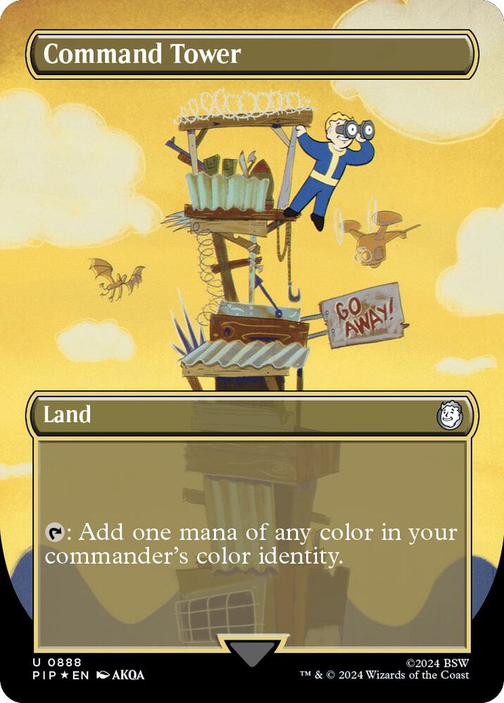 Command Tower (Borderless) (Surge Foil) 888 card from Universes Beyond: Fallout