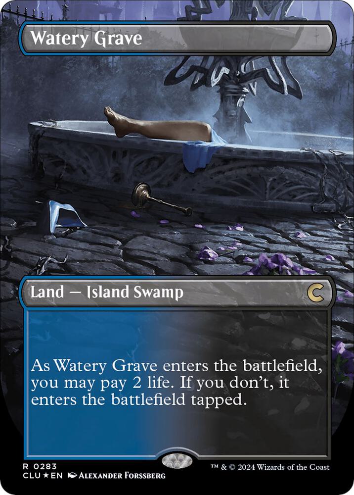 Watery Grave (Borderless) 283 card from Ravnica: Clue Edition