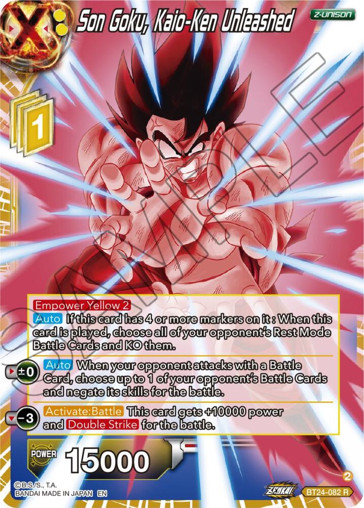 Son Goku, Kaio-Ken Unleashed BT24-082 card from Beyond Generations