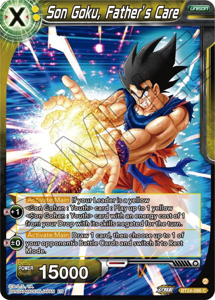Son Goku, Father's Care BT24-086 card from Beyond Generations