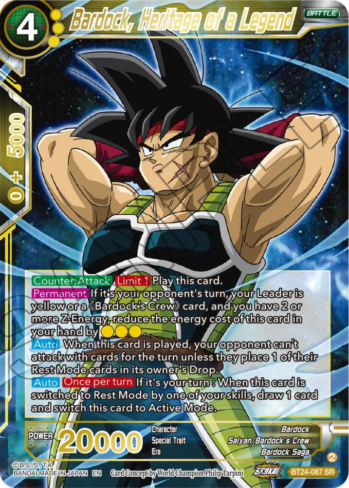 Bardock, Heritage of a Legend BT24-087 card from Beyond Generations