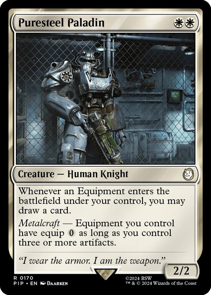 Puresteel Paladin 170 card from Universes Beyond: Fallout