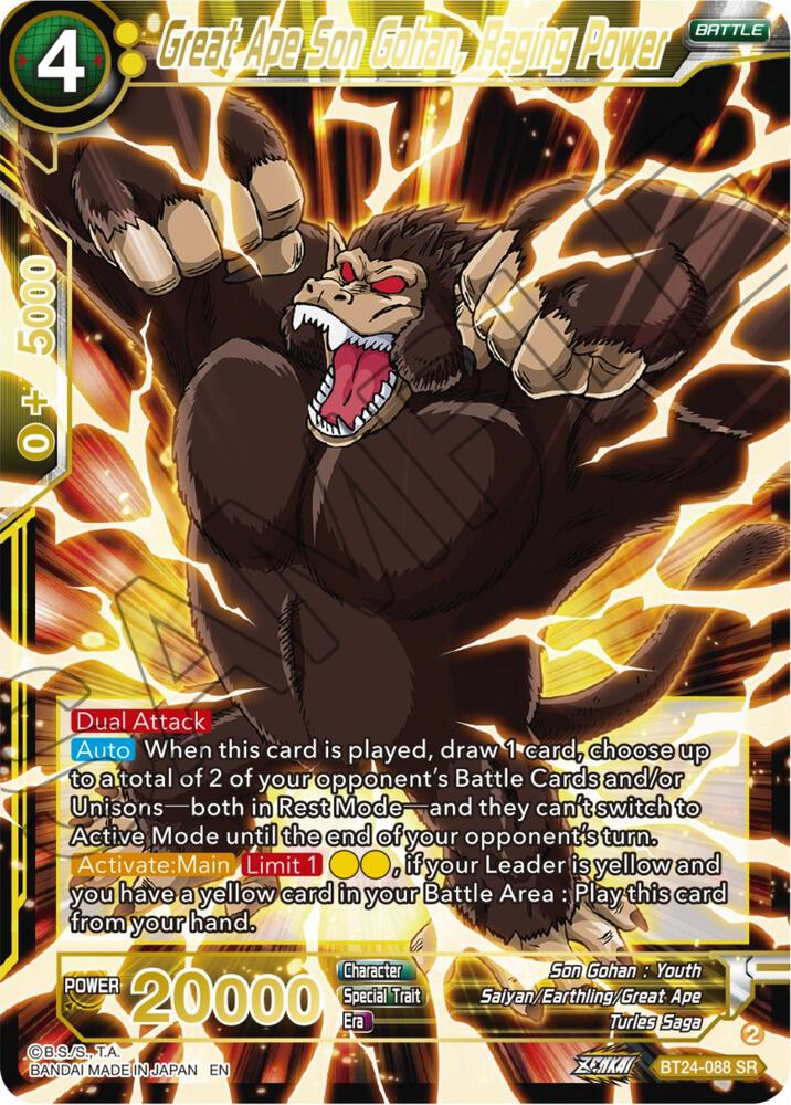 Great Ape Son Gohan, Raging Power BT24-088 card from Beyond Generations