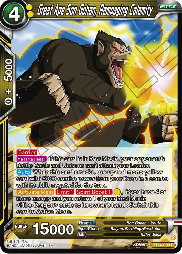 Great Ape Son Gohan, Rampaging Calamity BT24-090 card from Beyond Generations