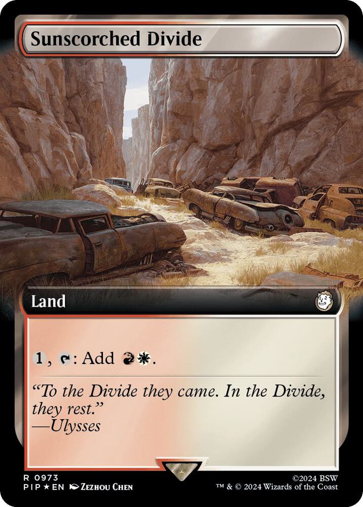Sunscorched Divide (Extended Art) (Surge Foil) 973 card from Universes Beyond: Fallout