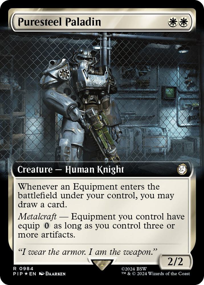 Puresteel Paladin (Extended Art) (Surge Foil) 984 card from Universes Beyond: Fallout