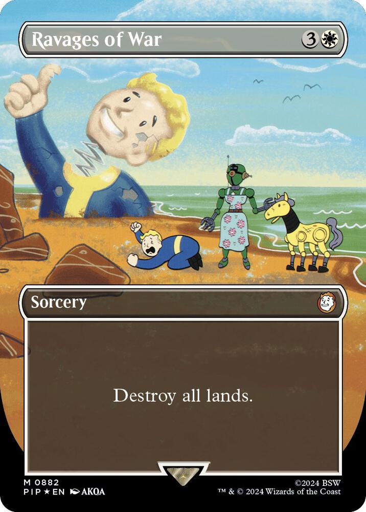 Ravages of War (Borderless) (Surge Foil) 882 card from Universes Beyond: Fallout