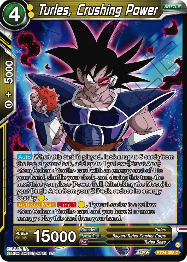 Turles, Crushing Power BT24-098 card from Beyond Generations