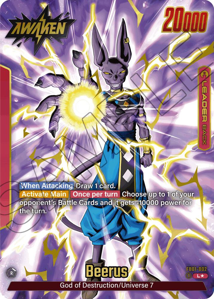 Beerus (Alternate Art) FB01-002 card from Awakened Pulse