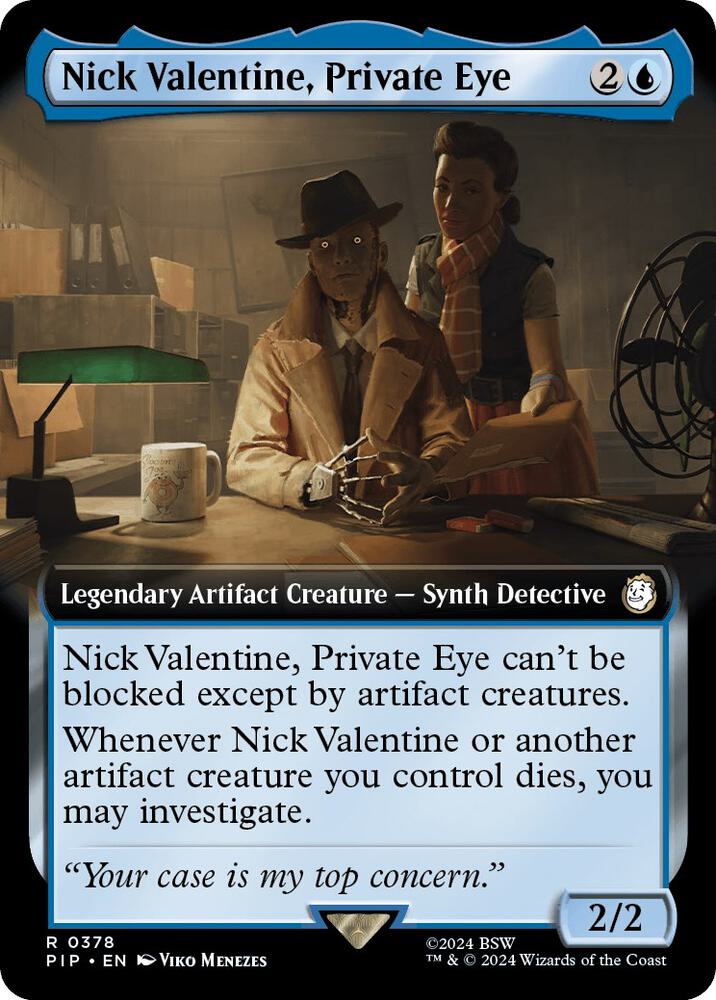 Nick Valentine, Private Eye (Extended Art) 378 card from Universes Beyond: Fallout