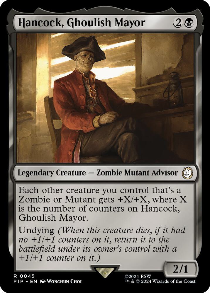 Hancock, Ghoulish Mayor 45 card from Universes Beyond: Fallout