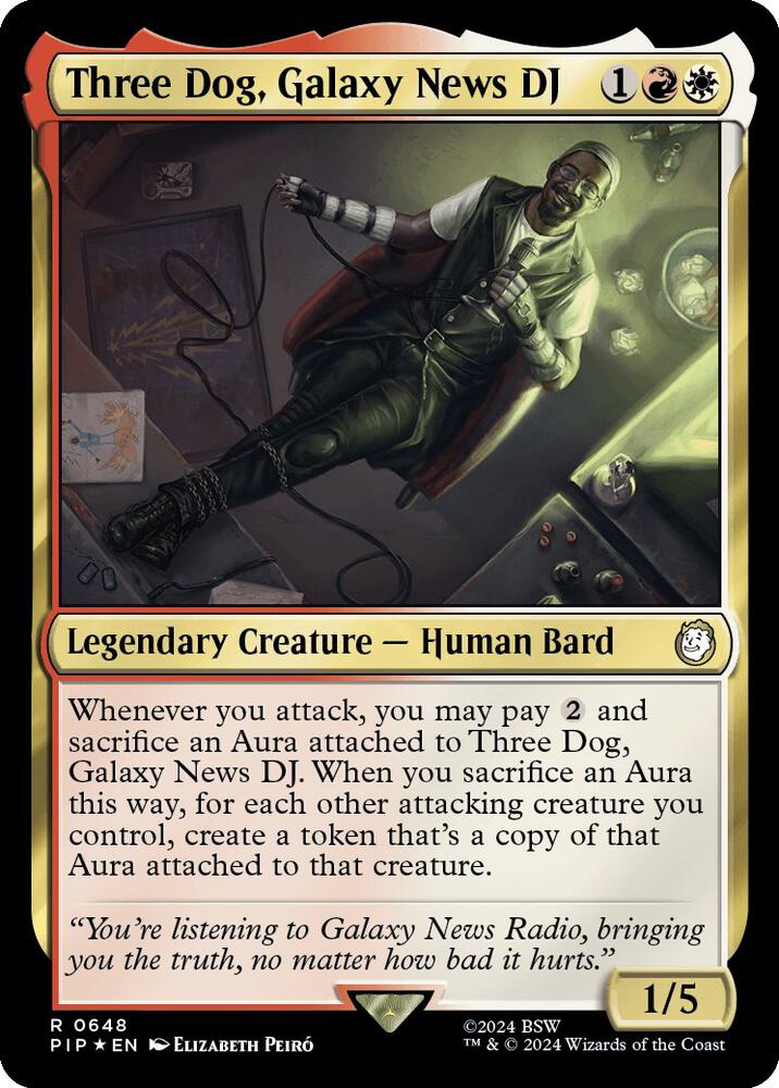 Three Dog, Galaxy News DJ (Surge Foil) 648 card from Universes Beyond: Fallout