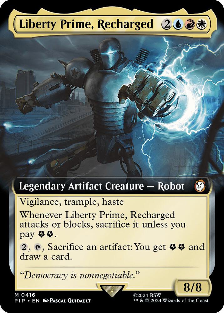 Liberty Prime, Recharged (Extended Art) 416 card from Universes Beyond: Fallout