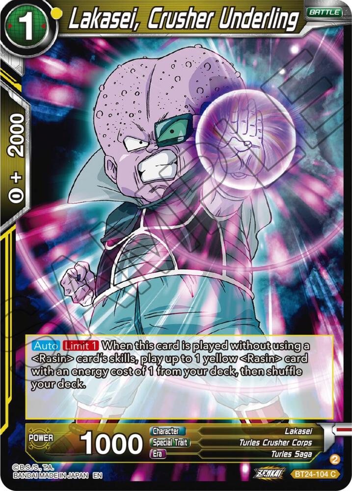 Lakasei, Crusher Underling BT24-104 card from Beyond Generations