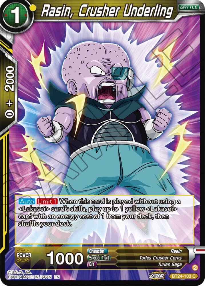 Rasin, Crusher Underling BT24-103 card from Beyond Generations