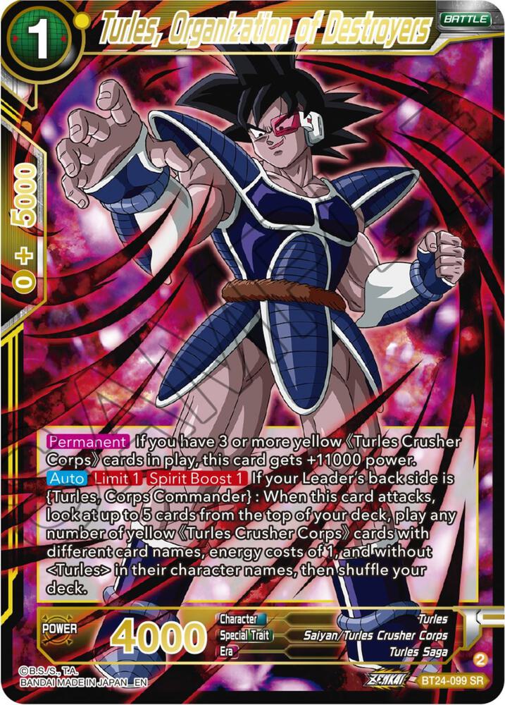 Turles, Organization of Destroyers BT24-099 card from Beyond Generations