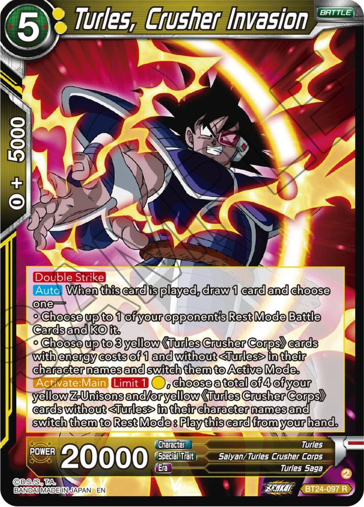 Turles, Crusher Invasion BT24-097 card from Beyond Generations