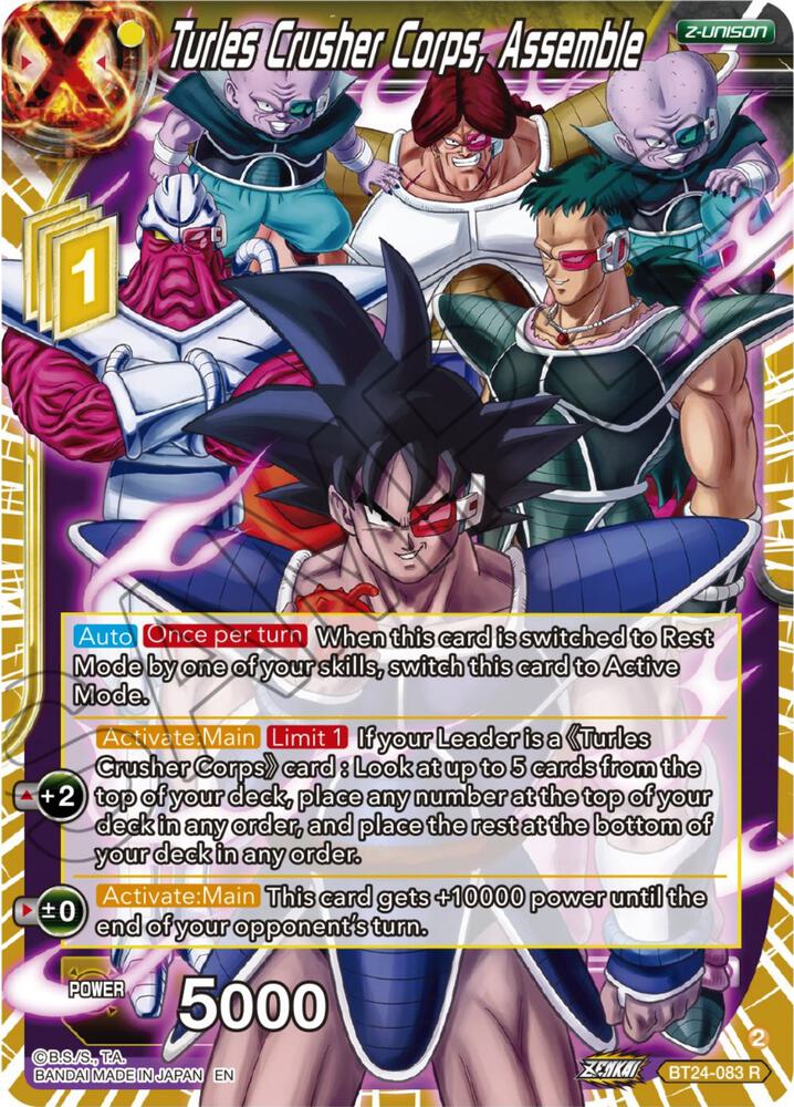 Turles Crusher Corps, Assemble BT24-083 card from Beyond Generations