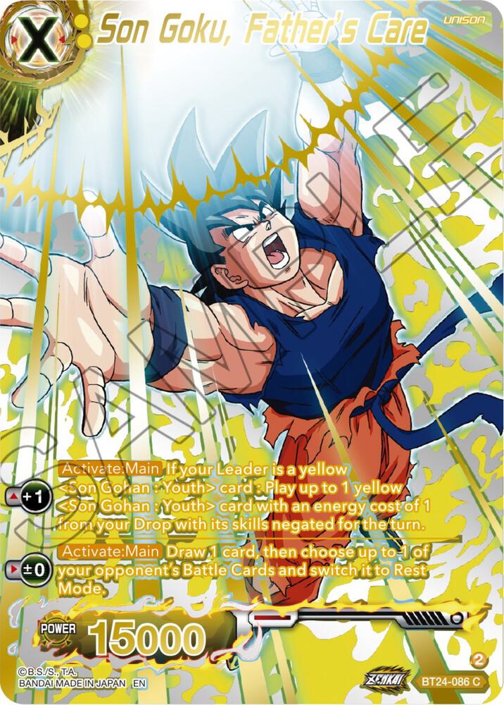 Son Goku, Father's Care (Collector Booster Gold) BT24-086 card from Beyond Generations