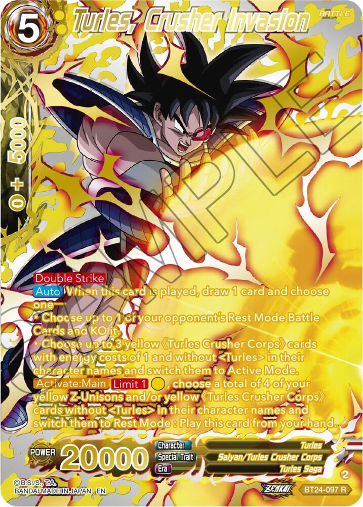 Turles, Crusher Invasion (Collector Booster Gold) BT24-097 card from Beyond Generations