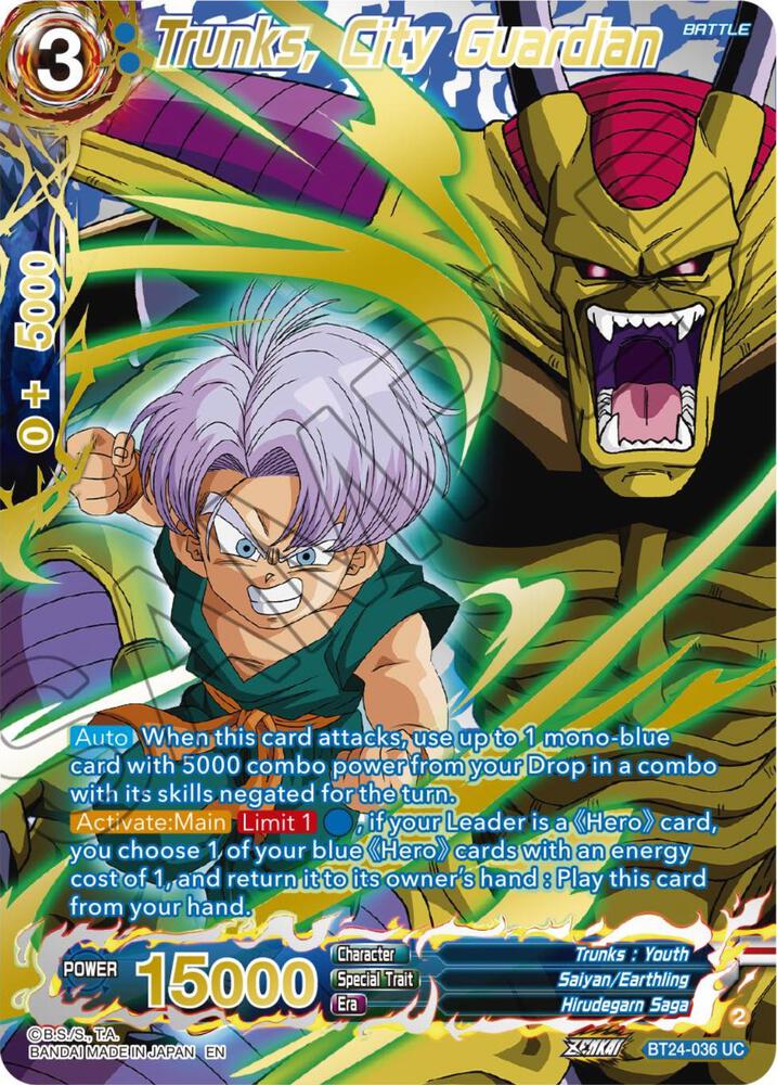 Trunks, City Guardian (Collector Booster Gold) BT24-036 card from Beyond Generations