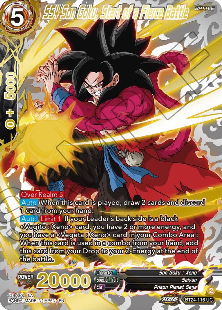 SS4 Son Goku, Start of a Fierce Battle (Collector Booster Gold) BT24-116 card from Beyond Generations