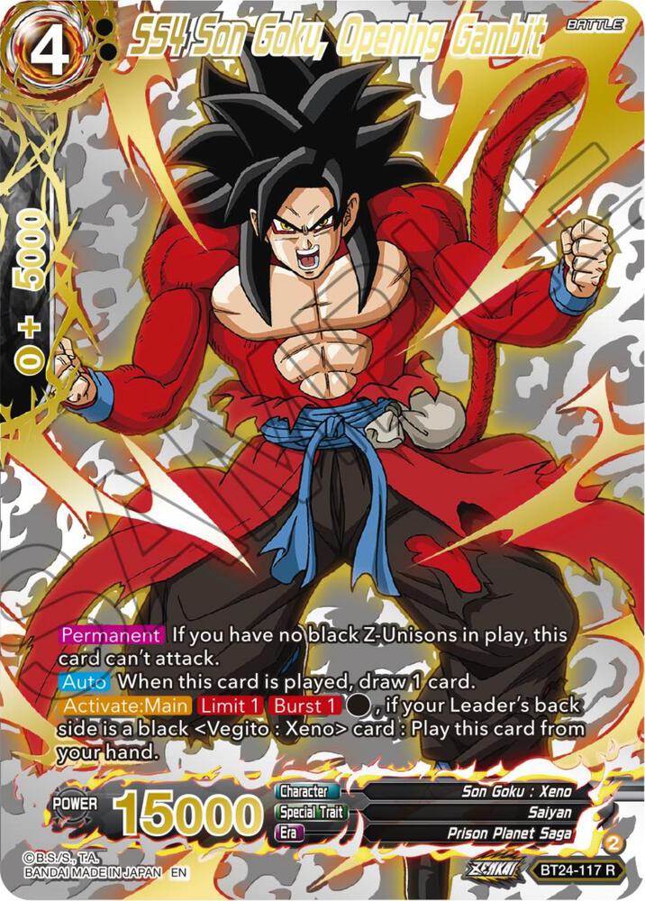 SS4 Son Goku, Opening Gambit (Collector Booster Gold) BT24-117 card from Beyond Generations