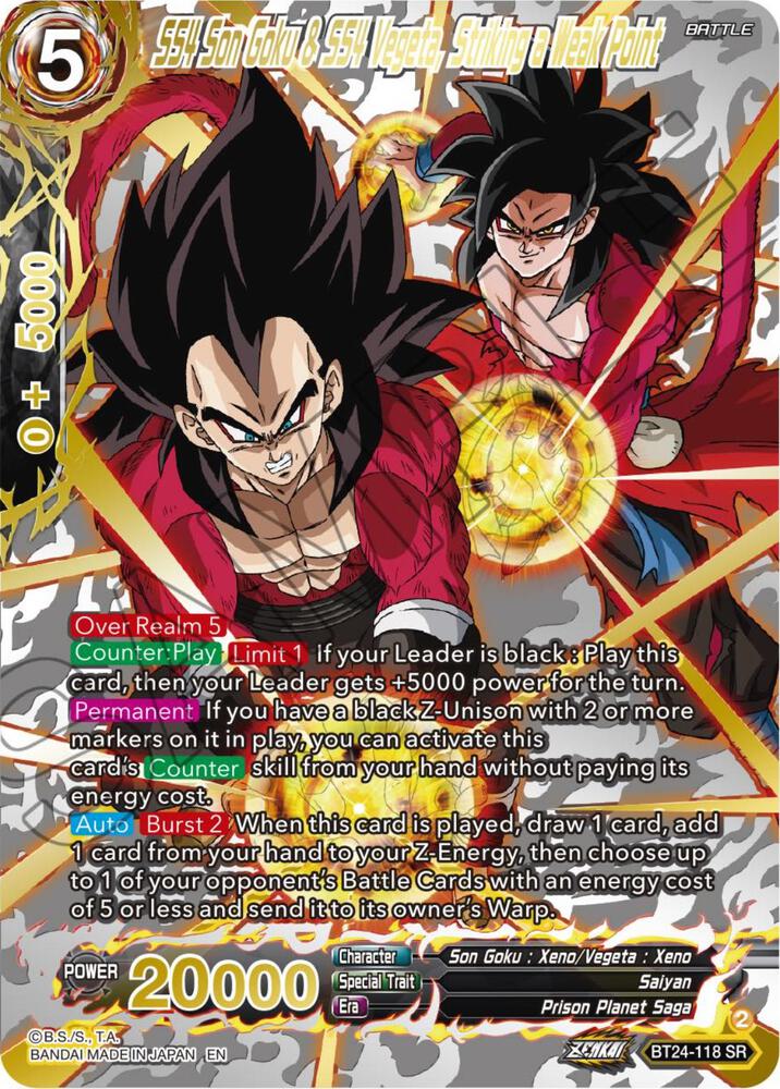 SS4 Son Goku & SS4 Vegeta, Striking a Weak Point (Collector Booster Gold) BT24-118 card from Beyond Generations