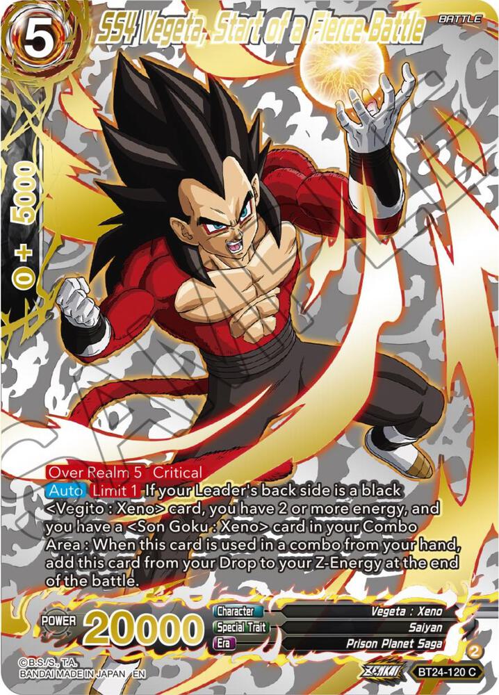 SS4 Vegeta, Start of a Fierce Battle (Collector Booster Gold) BT24-120 card from Beyond Generations