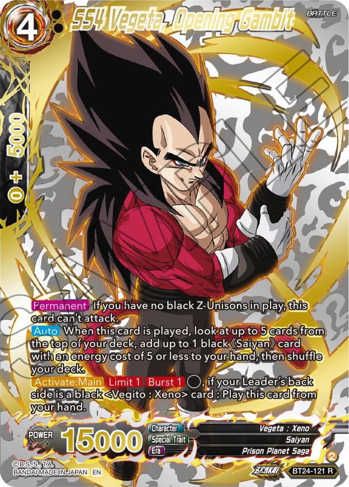 SS4 Vegeta, Opening Gambit (Collector Booster Gold) BT24-121 card from Beyond Generations