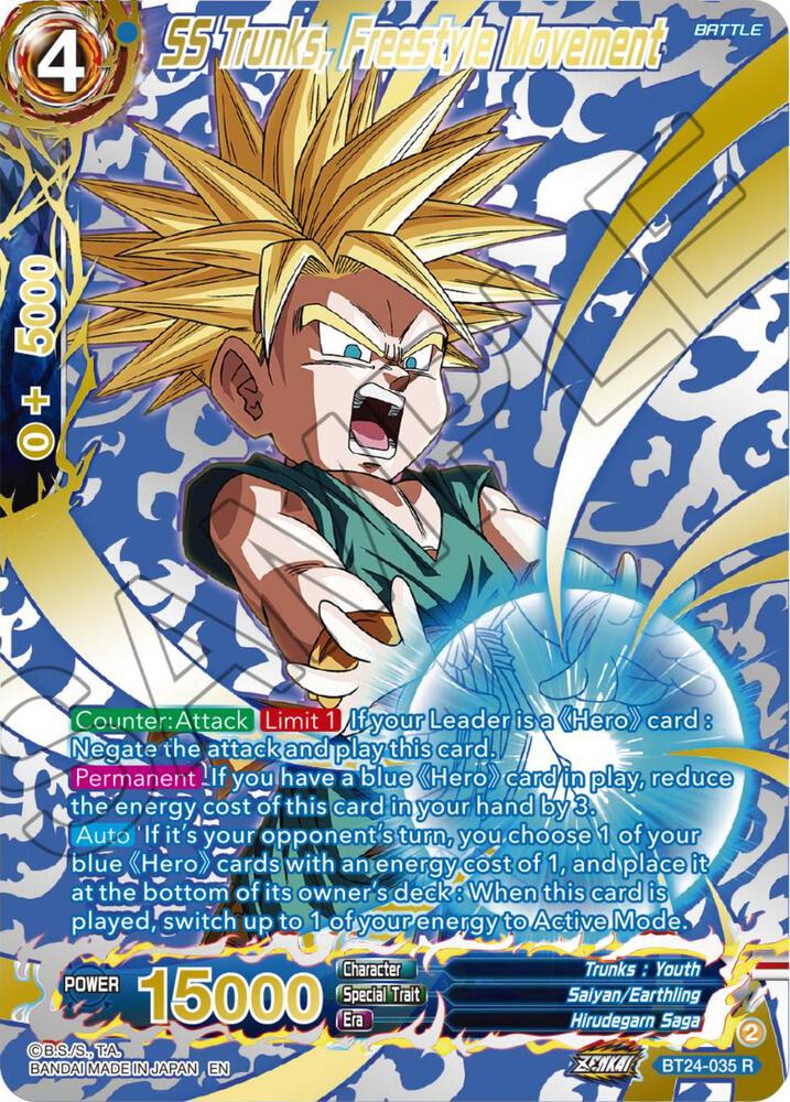 SS Trunks, Freestyle Movement (Collector Booster Gold) BT24-035 card from Beyond Generations