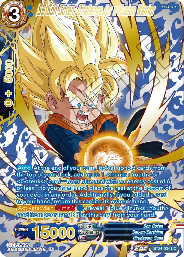 SS Son Goten, Challenge for a Fusion Warrior (Collector Booster Gold) BT24-034 card from Beyond Generations