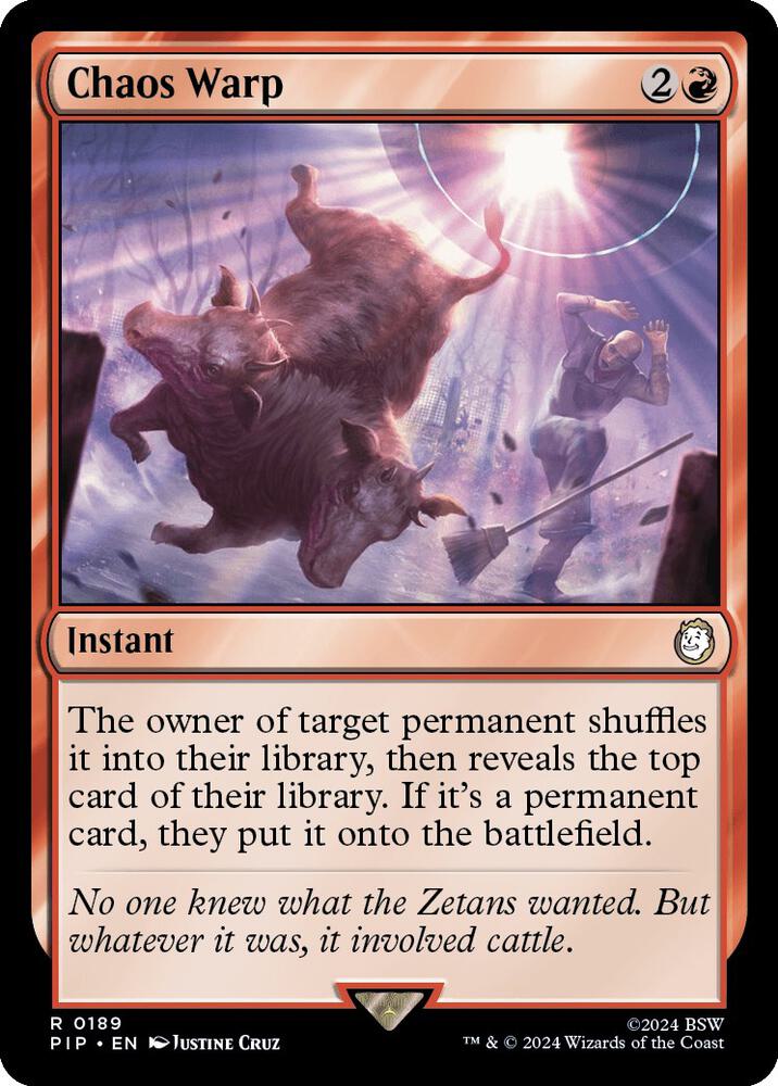 Chaos Warp 189 card from Universes Beyond: Fallout