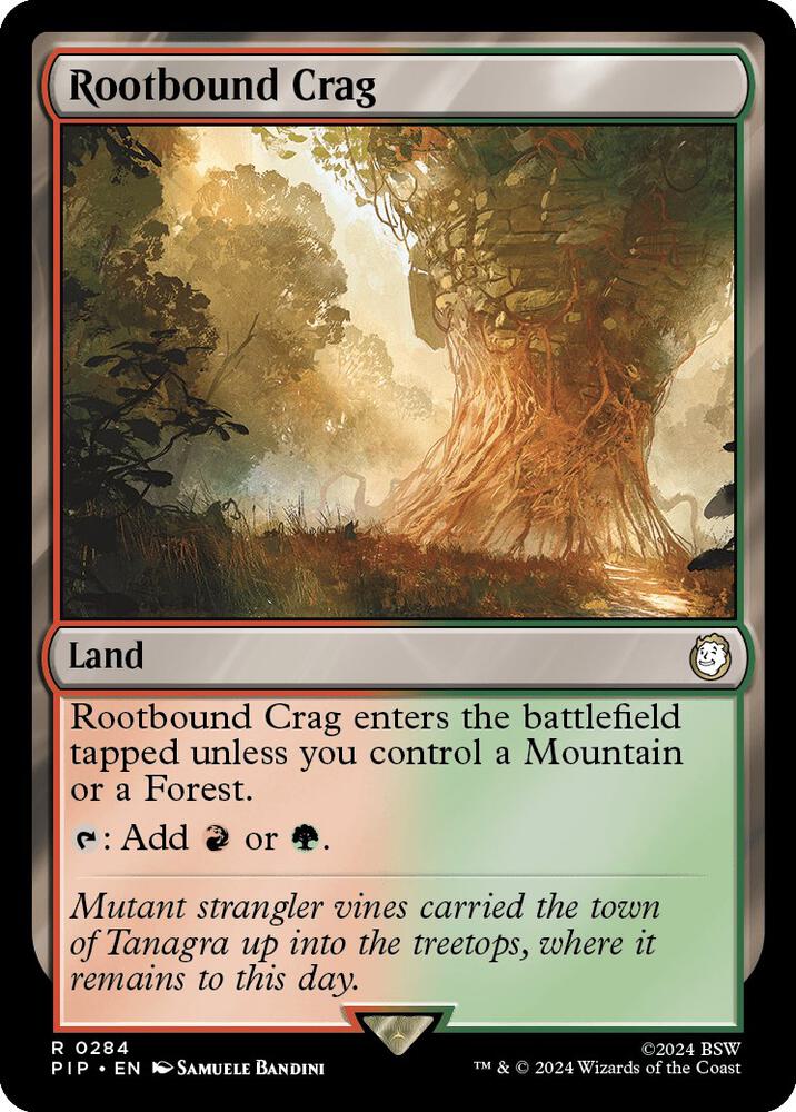 Rootbound Crag 284 card from Universes Beyond: Fallout