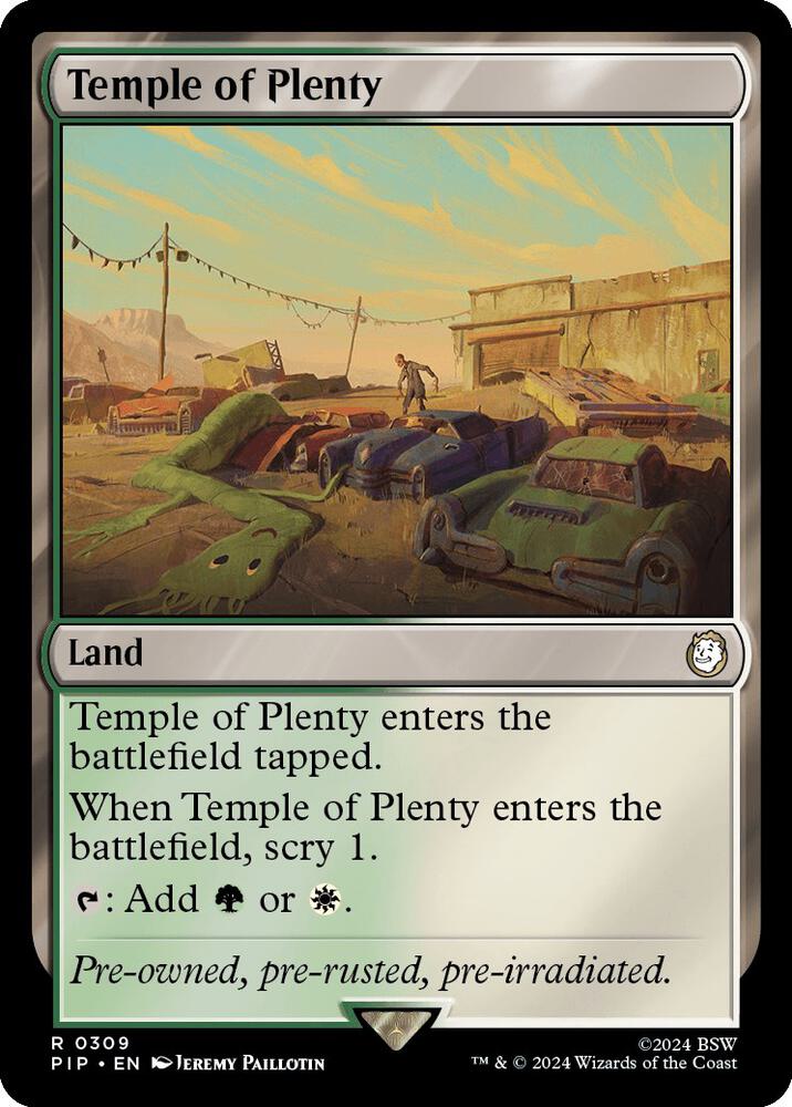Temple of Plenty 309 card from Universes Beyond: Fallout