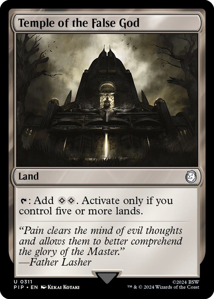 Temple of the False God 311 card from Universes Beyond: Fallout