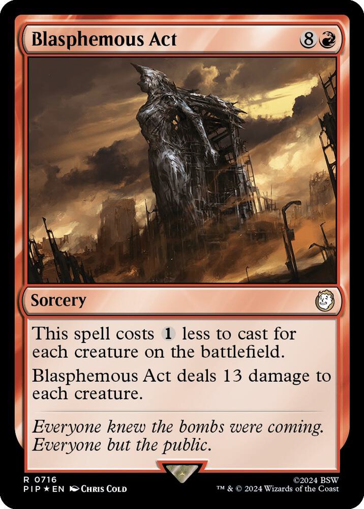 Blasphemous Act (Surge Foil) 716 card from Universes Beyond: Fallout