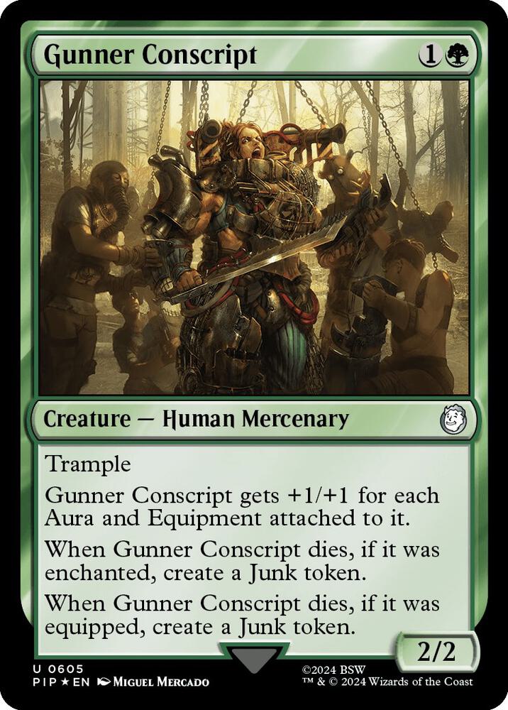 Gunner Conscript (Surge Foil) 605 card from Universes Beyond: Fallout