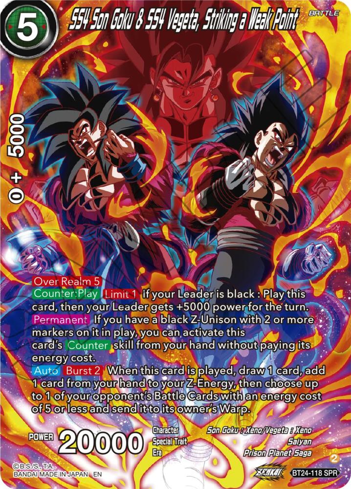 SS4 Son Goku & SS4 Vegeta, Striking a Weak Point (SPR) BT24-118 card from Beyond Generations