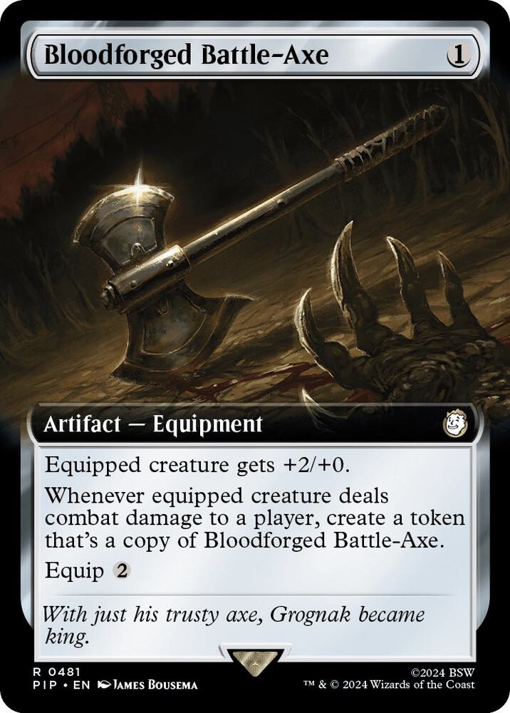 Bloodforged Battle-Axe (Extended Art) 481 card from Universes Beyond: Fallout