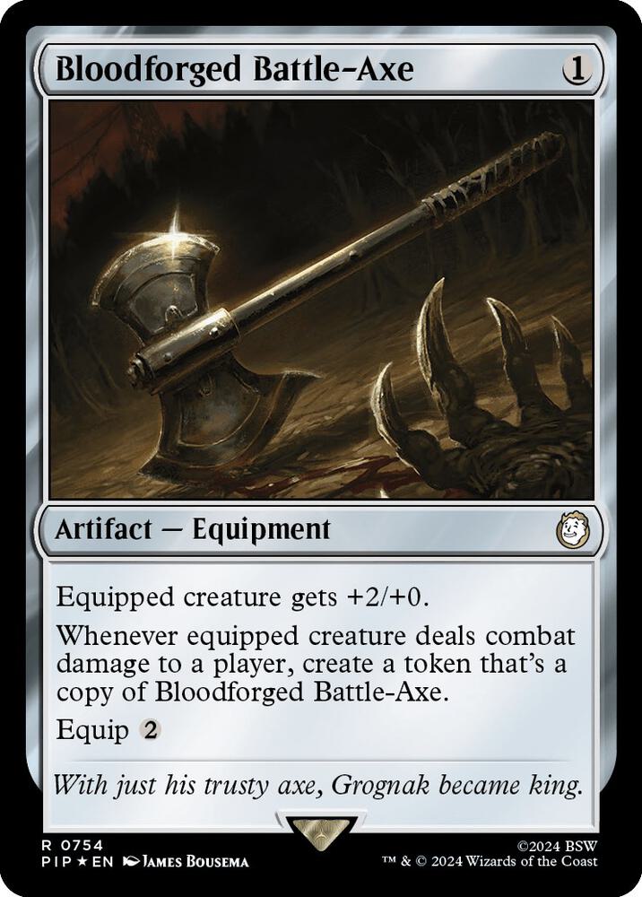 Bloodforged Battle-Axe (Surge Foil) 754 card from Universes Beyond: Fallout