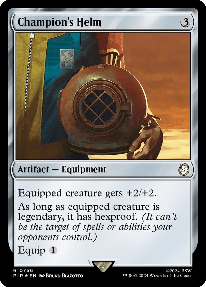 Champion's Helm (Surge Foil) 756 card from Universes Beyond: Fallout