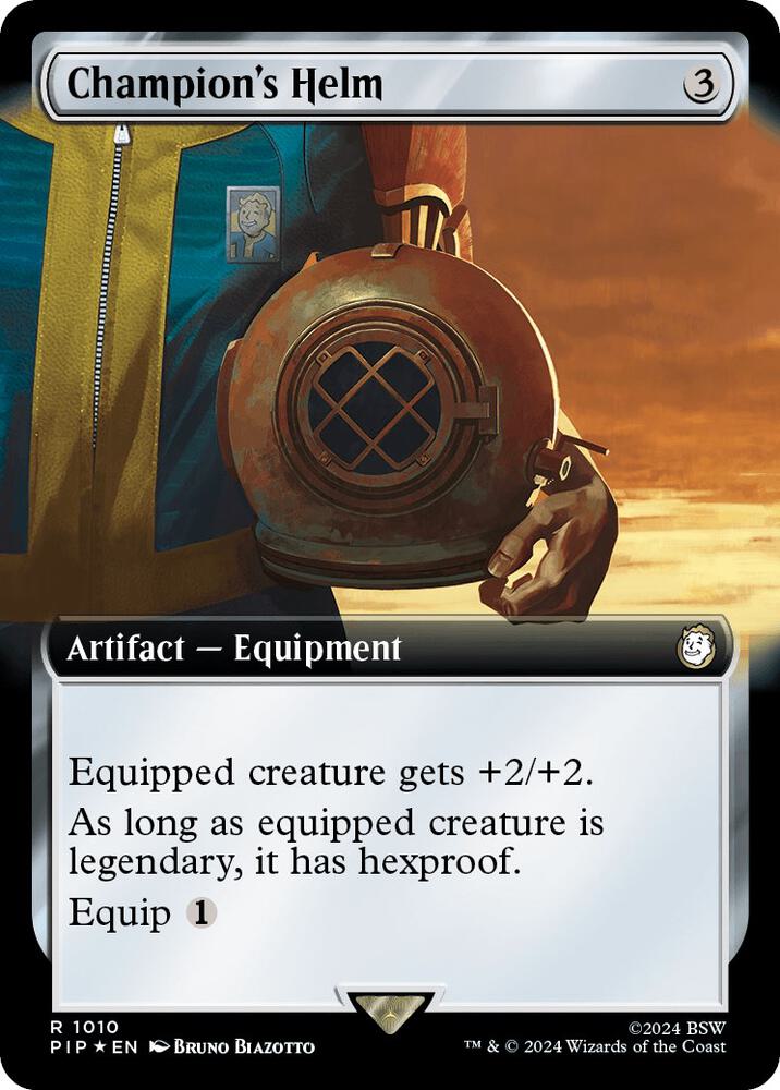 Champion's Helm (Extended Art) (Surge Foil) 1010 card from Universes Beyond: Fallout