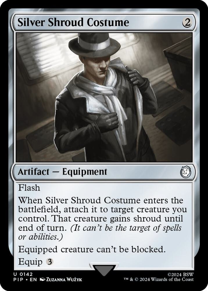 Silver Shroud Costume 142 card from Universes Beyond: Fallout